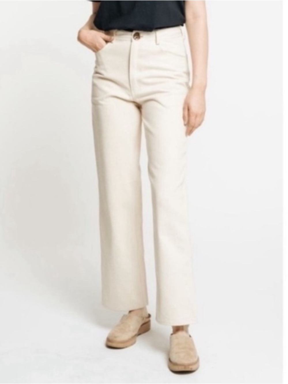•Laude The Label• cream wide leg denim pants